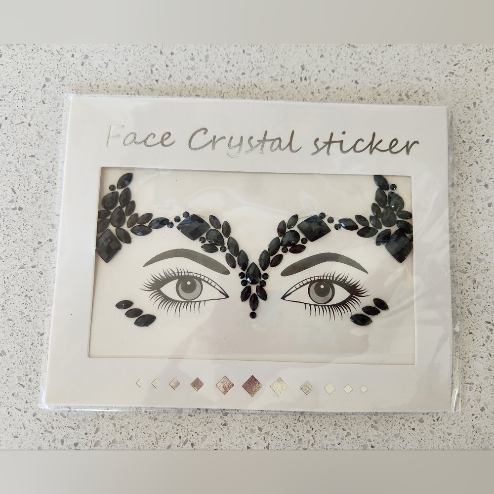Black Face Crystal Sticker NWT